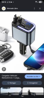 Chargeur De Voiture 5 En 1 – 120 W – Adaptateur à Câble Rétractable – Affichage Numérique LED – Image 5