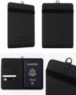 Étui Pour Passeport – Poche De Sécurité – Lanière De Cou – Antivol – Noir