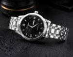 Montre-bracelet De Luxe Pour Homme – Cadran Noir – Bracelet En Métal Argenté – Affichage Du Jour Et De La Date – Image 3