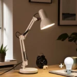 Lampe De Bureau Style Vintage – Blanc Flexo À Charnières – Corps et Tête Articulés – W-F000025 – Image 2