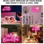 Enseigne Lumineuse LED « Hello Beautiful » Avec Éclairage Rosée – Décoration Moderne – Image 6