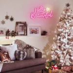 Enseigne Lumineuse LED « Hello Beautiful » Avec Éclairage Rosée – Décoration Moderne – Image 3