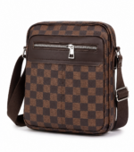 Sac Bandoulière Élégant Pour Homme À Motif À Carreaux – Multiples Poches Et Bandoulière Réglable
