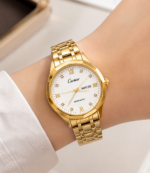 Montre À Quartz De Luxe – Bracelet En Doré – Image 2