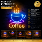 Panneau Lumineux LED Néon Pour Tasse À Café – Alimentation 5 V – Interrupteur De Réglage De L’intensité Lumineuse – Chaînette De Suspension – Image 3
