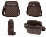 Sac Bandoulière Élégant Pour Homme À Motif À Carreaux – Multiples Poches Et Bandoulière Réglable – Image 3