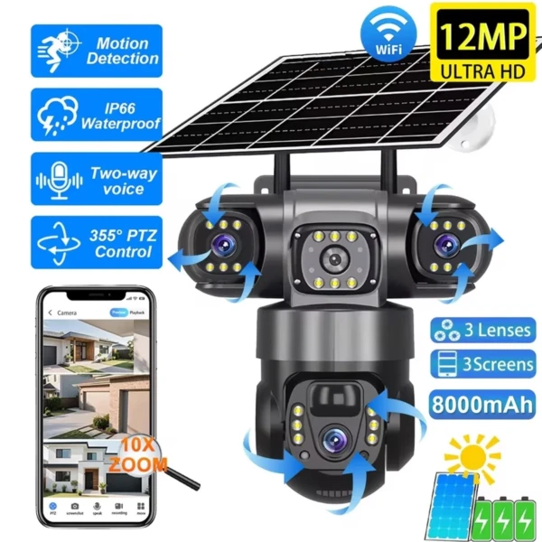 img_9003-600x600 Caméra Solaire 4G PTZ 12MP – 4 Objectifs – Vision 360° & Zoom X10 – Image 1