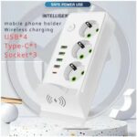 Multiprise 3P + 3USB + 2 TYPE-C – 2500W – Chargement Sans-Fil – Support Téléphone – Image 3