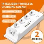 Multiprise 3P + 3USB + 2 TYPE-C – 2500W – Chargement Sans-Fil – Support Téléphone