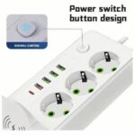 Multiprise 3P + 3USB + 2 TYPE-C – 2500W – Chargement Sans-Fil – Support Téléphone – Image 4