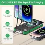 Pawer Bank Solaire Multifonction 30000 MAh – Recharge Sans Fil – Lampe LED Puissante – Sorties USB Multiples – Image 3