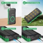 Pawer Bank Solaire Multifonction 30000 MAh – Recharge Sans Fil – Lampe LED Puissante – Sorties USB Multiples – Image 10
