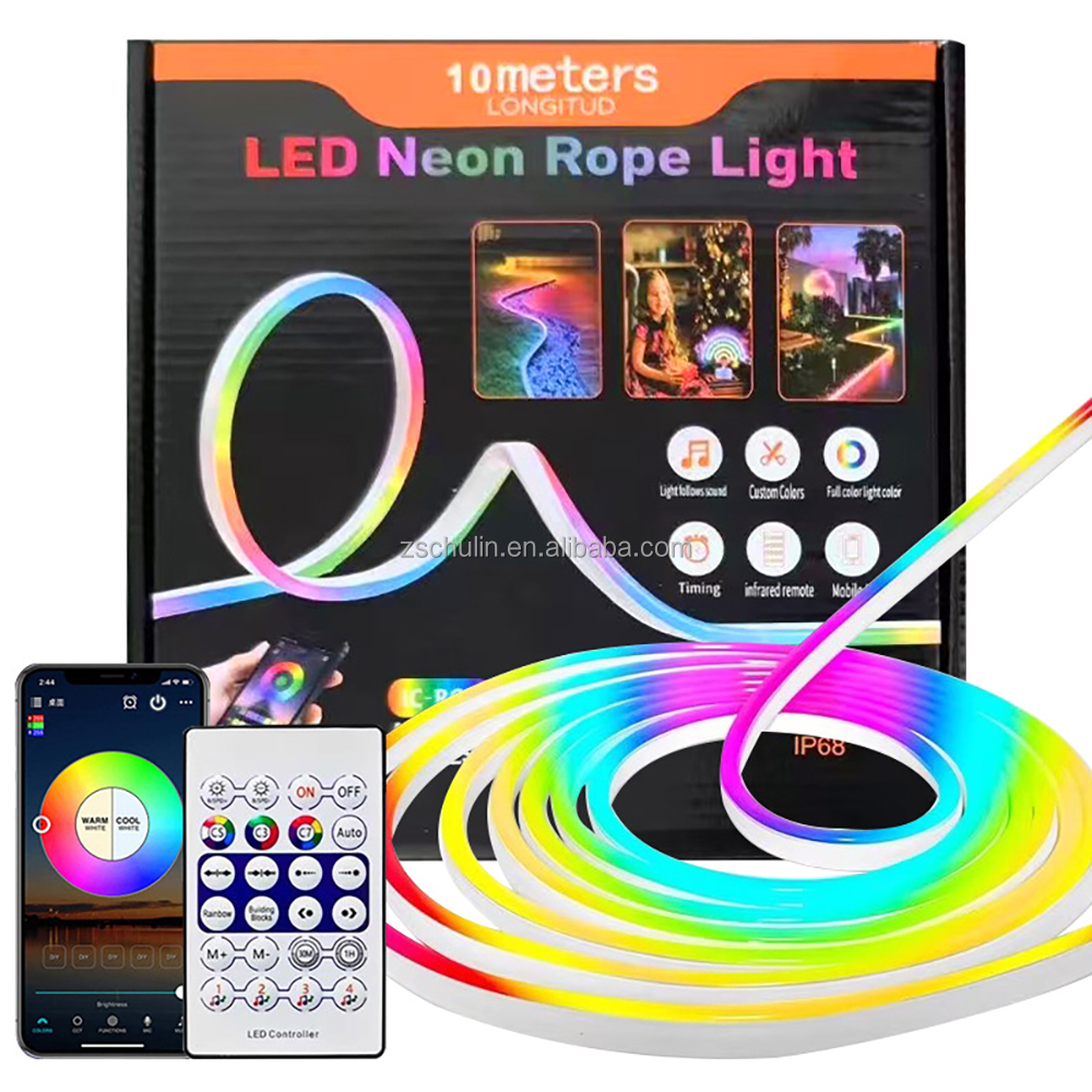H1de57ce3cf674f918741fbc6fc1daf72W Bande Lumineuse LED Néon Flexible De 10 Mètres – Contrôle Intelligent Via Application Mobile – Télécommande – Image 1
