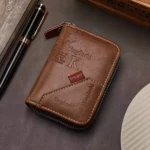 Portefeuille en Cuir D’inspiration Vintage Avec Plusieurs Emplacements Pour Cartes – Caramel – Image 8