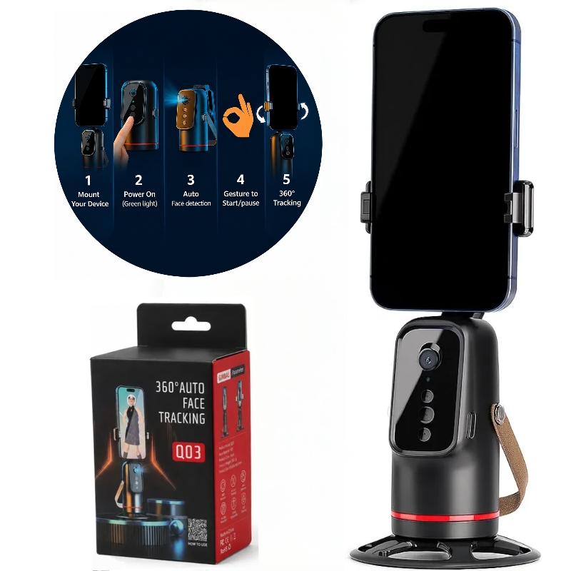 Polish_20260901_121906744 Stabilisateur Pour Smartphone Q03 Avec IA – Rotation À 360° – Avec L’écran Face À I’IA – Image 1