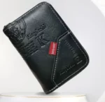 Portefeuille en Cuir D’inspiration Vintage Avec Plusieurs Emplacements Pour Cartes – Noir – Image 4