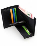 Portefeuille Pour Homme De Luxe En Cuir Façon Crocodile – Multi-compartiments Pour Cartes et Billets - Noir – Image 6