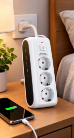 Multiprise Électrique à 3 Sorties – Puissance 2500 W – Interrupteur Marche/Arrêt – Résistant à La Chaleur et Au Feu – Image 3
