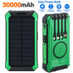 Pawer Bank Solaire Multifonction 30000 MAh – Recharge Sans Fil – Lampe LED Puissante – Sorties USB Multiples