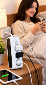 Multiprise Électrique à 3 Sorties – Puissance 2500 W – Interrupteur Marche/Arrêt – Résistant à La Chaleur et Au Feu – Image 2