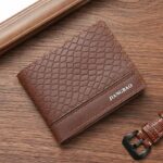 Portefeuille Pour Homme De Luxe En Cuir Façon Crocodile – Multi-compartiments Pour Cartes et Billets - Marron – Image 2