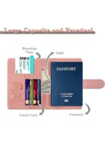 Porte-Passeport Voyage RFID en Cuir Vegan – Rose Poudré – Image 6