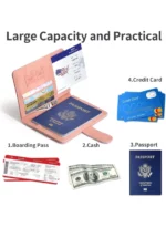 Porte-Passeport Voyage RFID en Cuir Vegan – Rose Poudré – Image 10