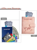 Porte-Passeport Voyage RFID en Cuir Vegan – Rose Poudré – Image 3