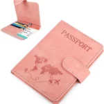 Porte-Passeport Voyage RFID en Cuir Vegan – Rose Poudré