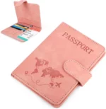 Porte-Passeport Voyage RFID en Cuir Vegan – Rose Poudré