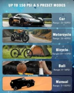 Gonfleur Numérique Portable 4-en-1 Pour Voiture vélo et Ballons – Écran De Mesure De Pression – Image 9
