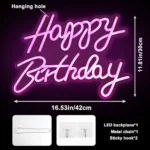 Enseigne Néon LED Deco (56 x 40 cm) – Inscription « Happy Birthday » – Image 6