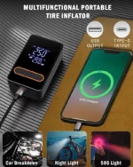 Gonfleur Numérique Portable 4-en-1 Pour Voiture vélo et Ballons – Écran De Mesure De Pression – Image 5