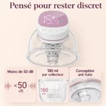 Lot de 2 Tire-laits Portables Kidken – Mains Libres – 5 Modes et 15 Niveaux – Image 3