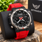 Montre STRADA – Sportive Hybride – Numérique et Analogique – Design Moderne et Robuste – Rétroéclairage – Rouge – Image 4
