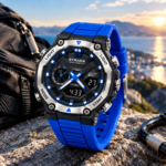 Montre STRADA – Sportive Hybride – Numérique et Analogique – Design Moderne et Robuste – Rétroéclairage – Bleu – Image 4