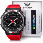 Montre STRADA – Sportive Hybride – Numérique et Analogique – Design Moderne et Robuste – Rétroéclairage – Rouge – Image 9
