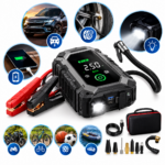 Booster De Démarrage Voiture 4 en 1 – Compresseur D’air – Batterie Externe – Lampe LED – 12 V