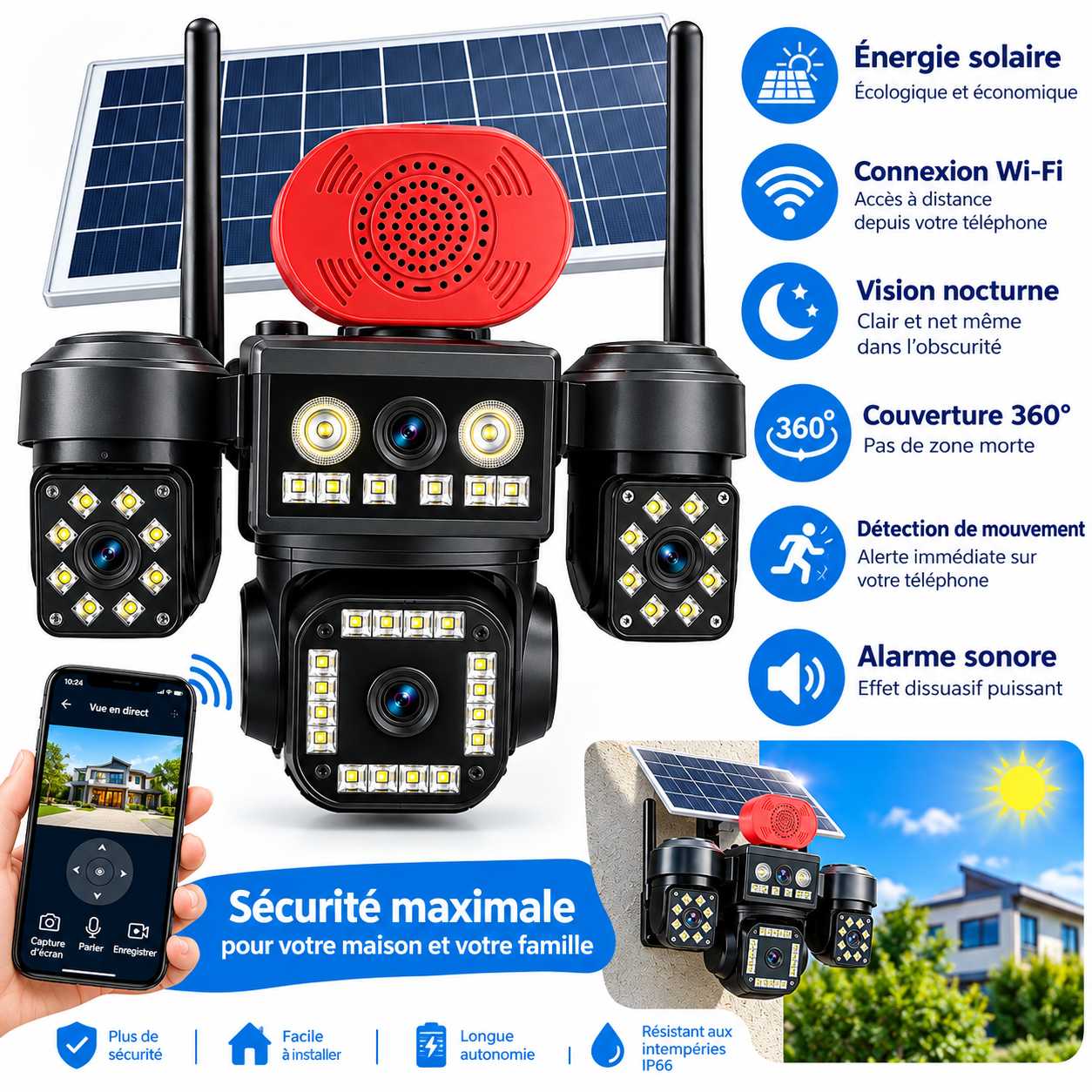 file_00000000c6008210b6ef693d96953489 Caméra De Surveillance Bewinner à Trois Objectifs – WiFi – Angle De Vue à 360° et Résolution HD 1080p – Technologie De Détection De Mouvement (PIR) – Image 1