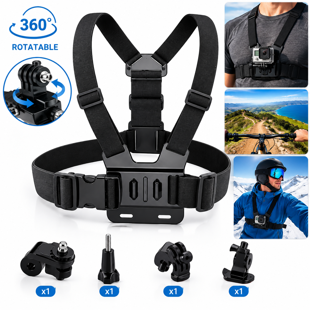 file_00000000d8dc81f4bd440e27aa0472ad Wangcmcol Harnais De Poitrine Pour Caméra D’action – Réglable – Attache Rapide – Compatible avec Action 4 et Ace Pro – Image 1