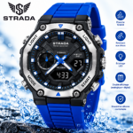 Montre STRADA – Sportive Hybride – Numérique et Analogique – Design Moderne et Robuste – Rétroéclairage – Bleu – Image 5